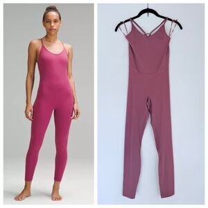 NWOT Lululemon Women's Align Cross Back 25" Bodysuit in Washed Mauve Size 2